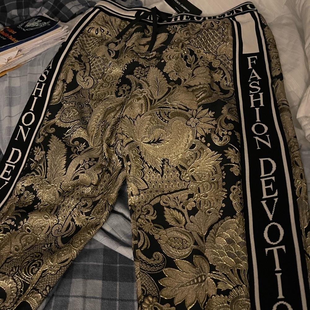 Dolce & Gabbana
Dolce & Gabbana Gold Floral Brocade Knit Trim Jogger Pants
